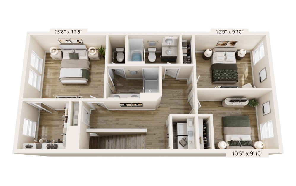 The Cabarrus  - 3 bedroom floorplan layout with 2.5 bathrooms and 1548 square feet (Floor 2)